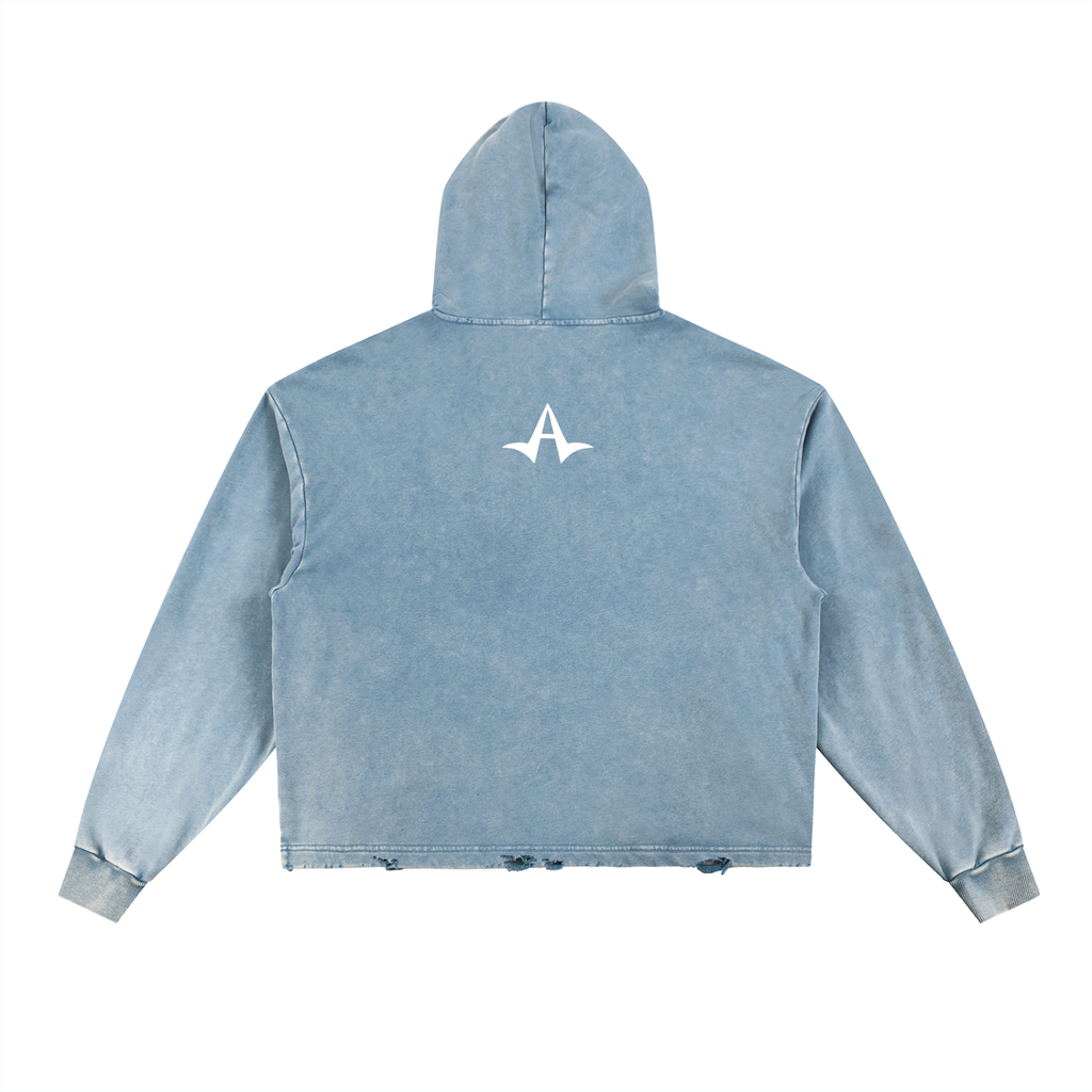 Vintage Frayed-Hem Hoodie