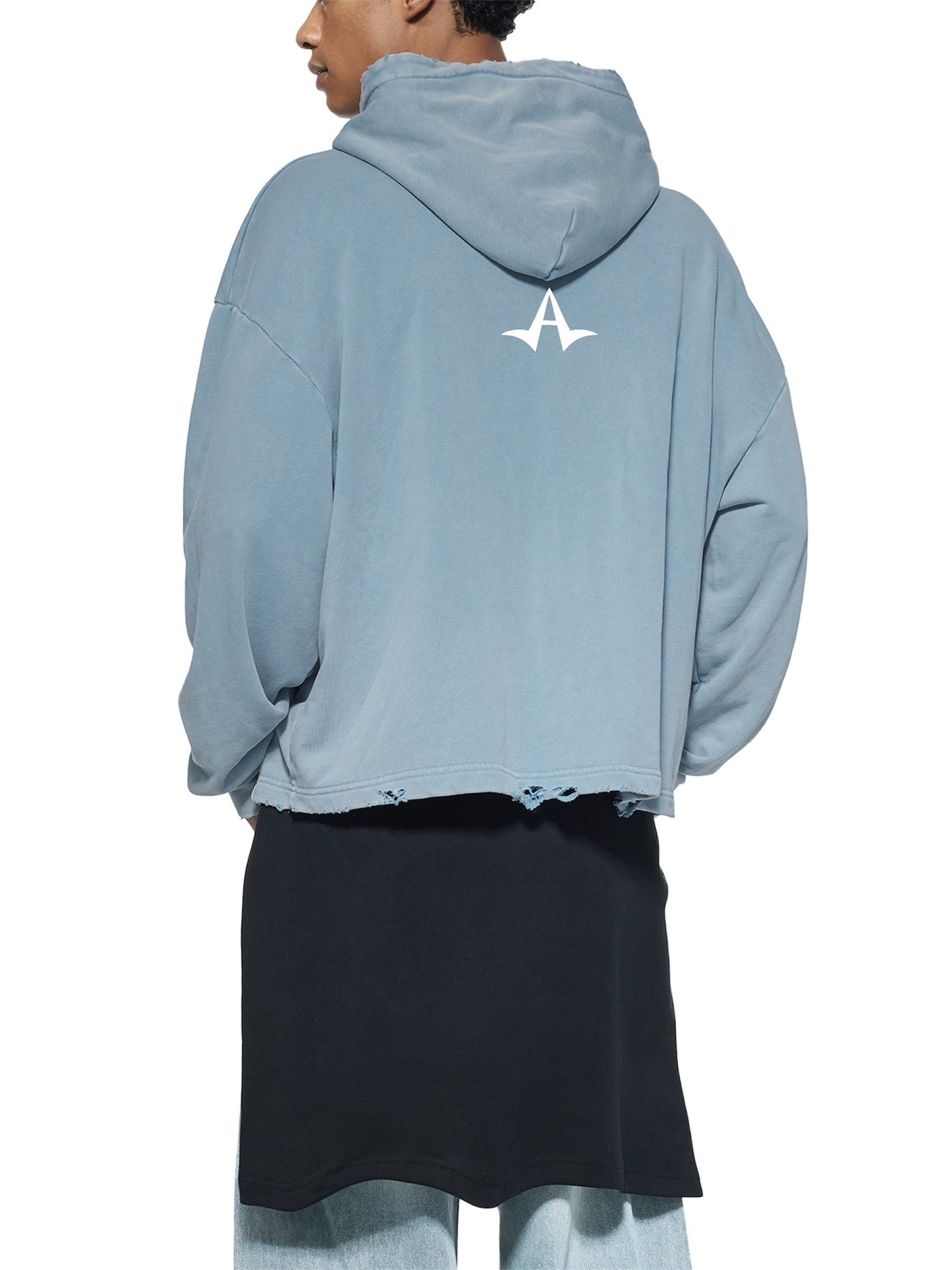 Vintage Frayed-Hem Hoodie