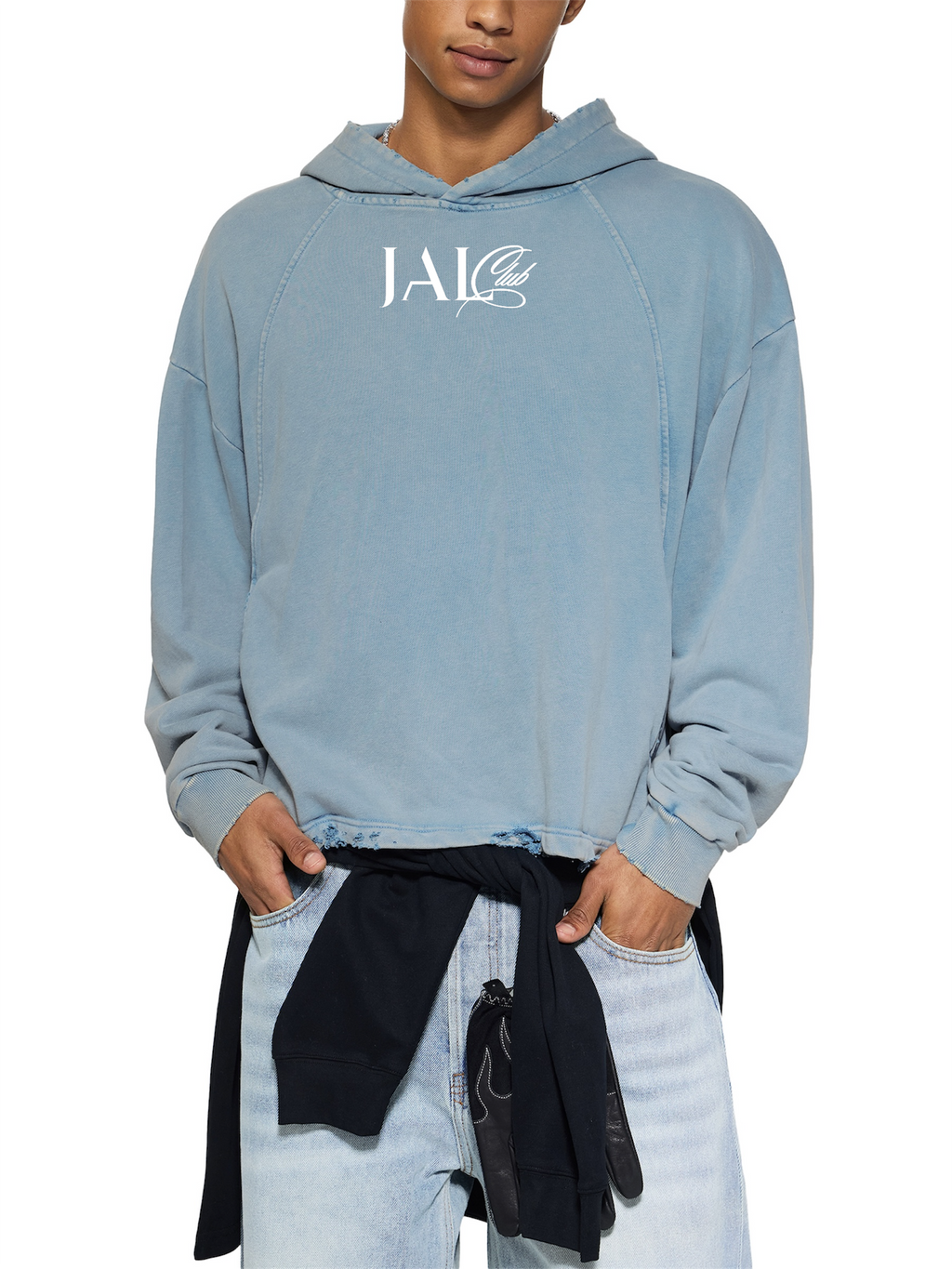 Vintage Frayed-Hem Hoodie
